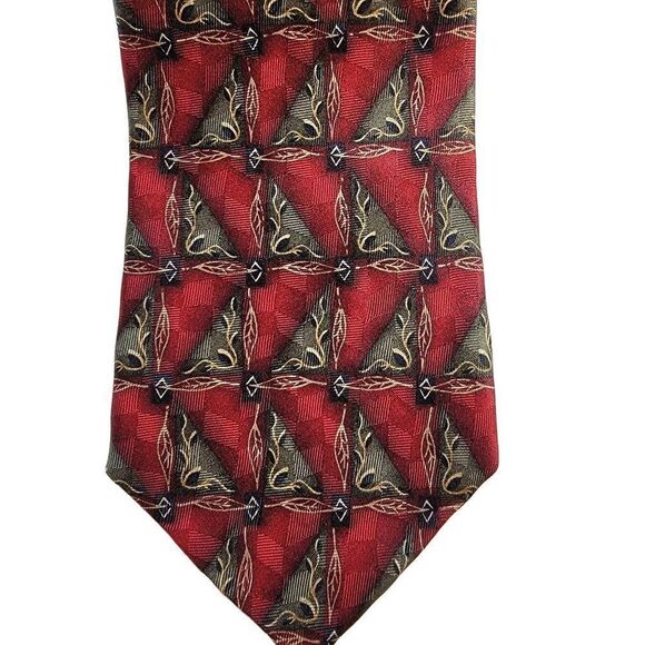 T. J. Richards Silk Mens Necktie Neck Tie Christmas Colors 60 inches Red Green - Picture 2 of 5